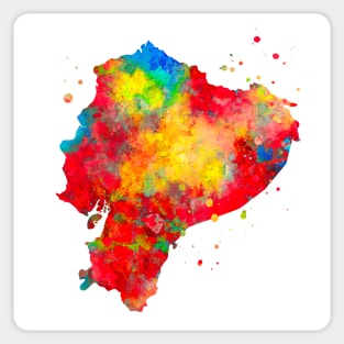 Ecuador Map Watercolor Painting Sticker